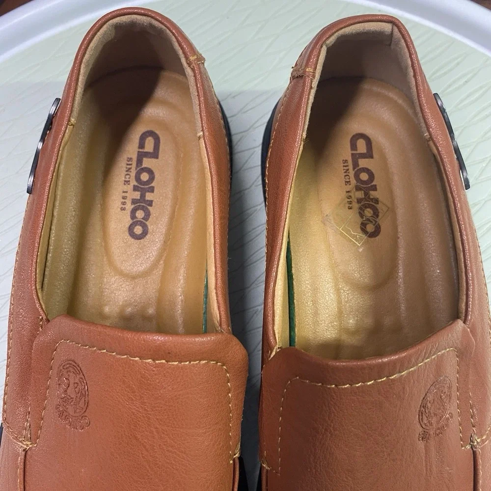 CLOHOO Men's Top Leather‎ Red/Brown Shoes Sz.US 8.5. 260. NWOB